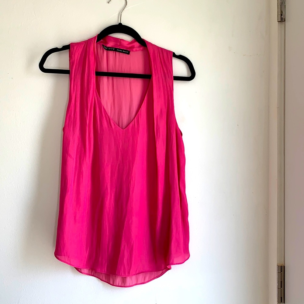 Bright pink silk shirt